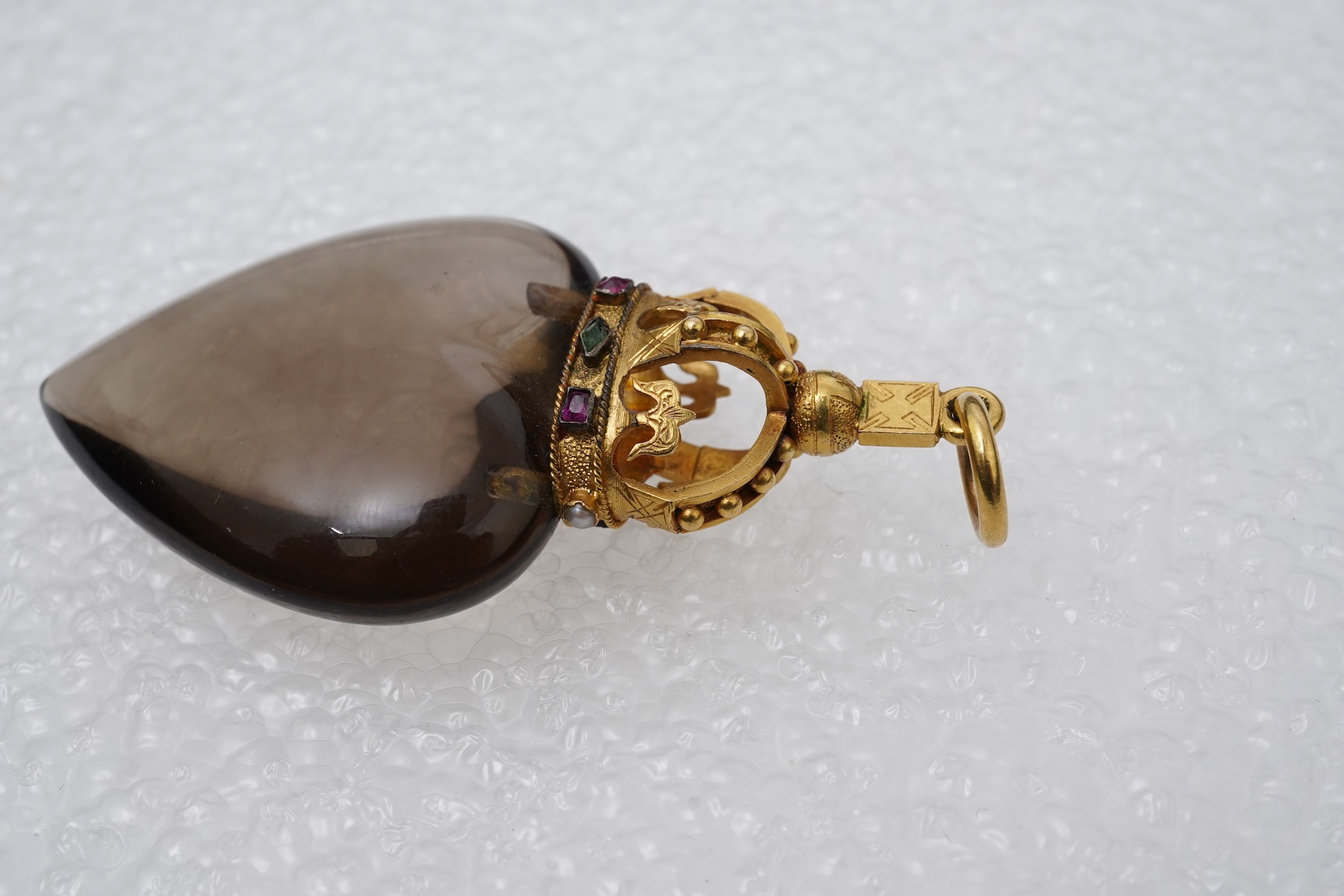 Hamilton and Inches, a smoky quartz and gem-set Luckenbooth pendant, Scotland, late 19th century